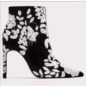 Zara Embroidered High Heel Ankle Boot, Size 11, NWOT